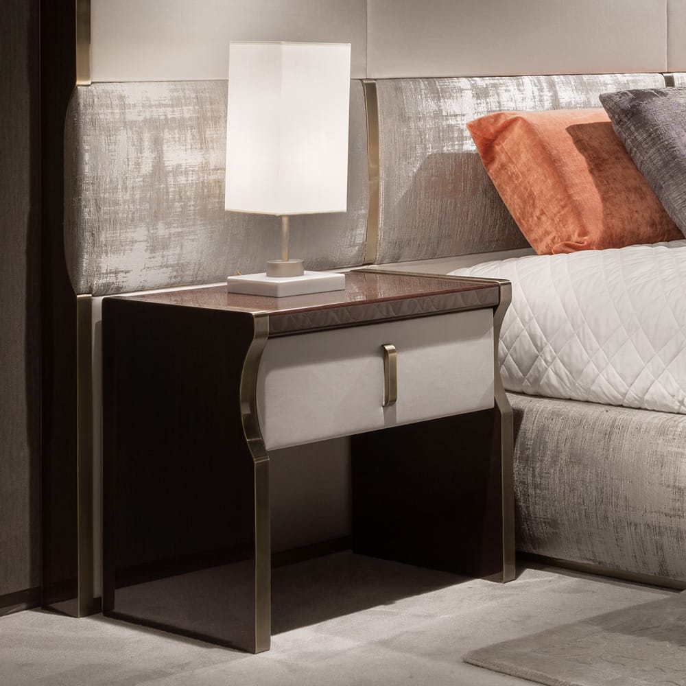Contemporary Designer Italian Veneered Bedside Table