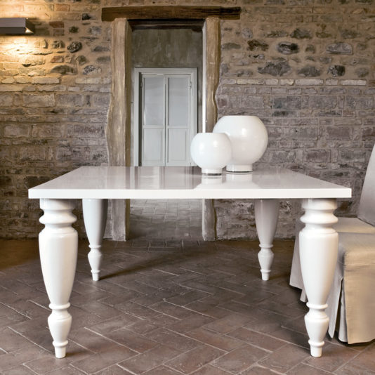 Contemporary Designer Italian White Lacquered Dining Table
