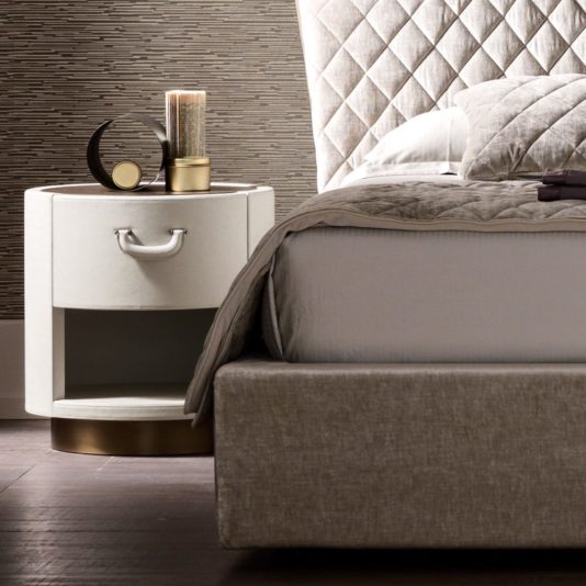 Contemporary Designer Leather Upholstered Bedside Cabinet