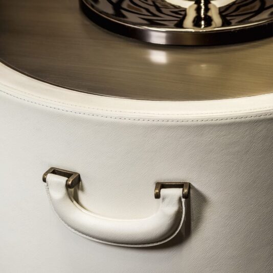 Contemporary Designer Leather Upholstered Bedside Cabinet