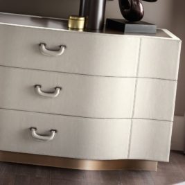 Contemporary Designer Leather Upholstered Chest Of Drawers