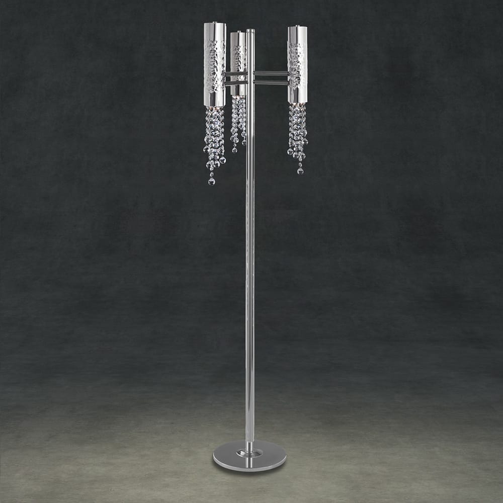 Contemporary Designer Nickel And Crystal Floor Lamp
