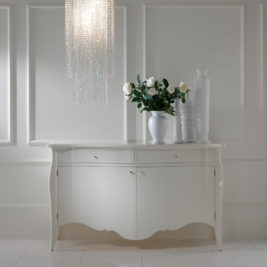 Contemporary Designer White Lacquered Sideboard