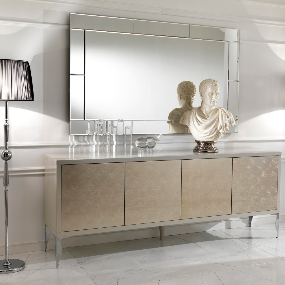 Contemporary Champagne Leaf Sideboard