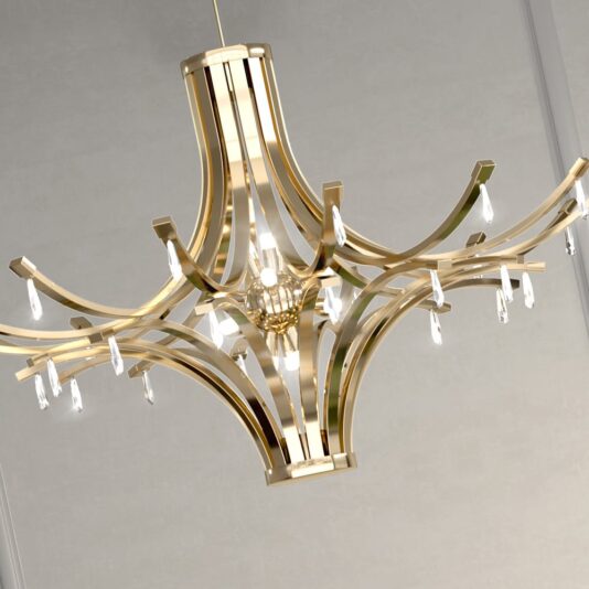 Contemporary Gold Plated Chandelier With Crystal Drops Contemporary Gold Plated Chandelier With Swarovski Crystal Drops