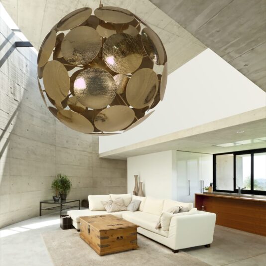 Contemporary Gold Plated Italian Sphere Chandelier