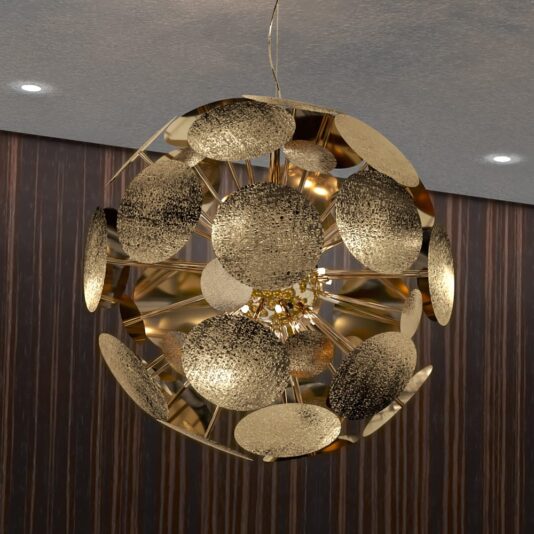 Contemporary Gold Plated Italian Sphere Chandelier