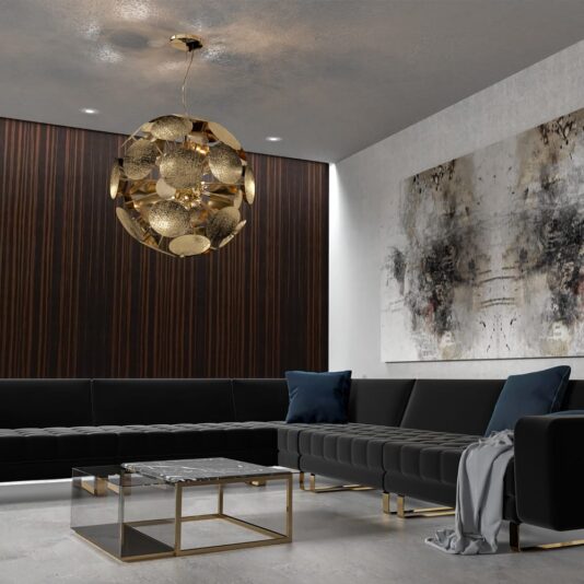 Contemporary Gold Plated Italian Sphere Chandelier
