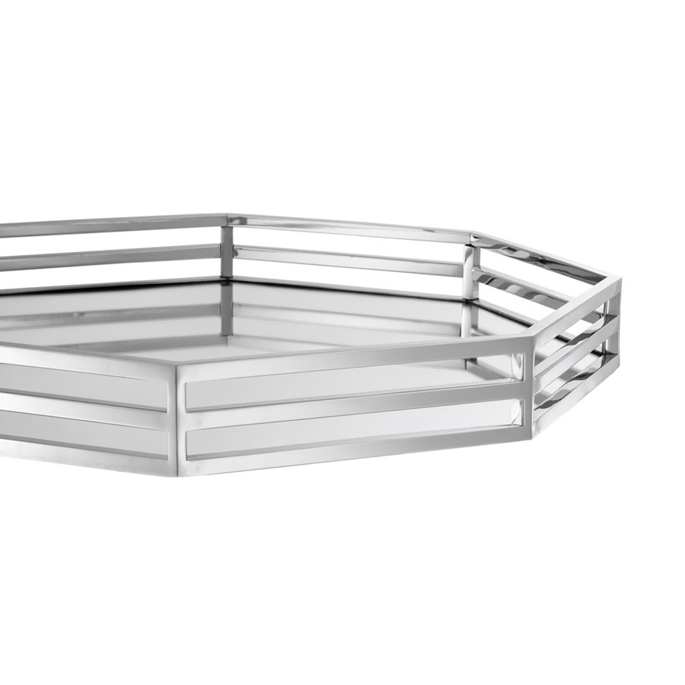 Contemporary Octagonal Mirrored Glass Tray