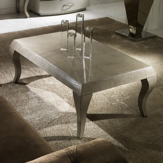 Contemporary Italian Embossed Pattern Leather Coffee Table