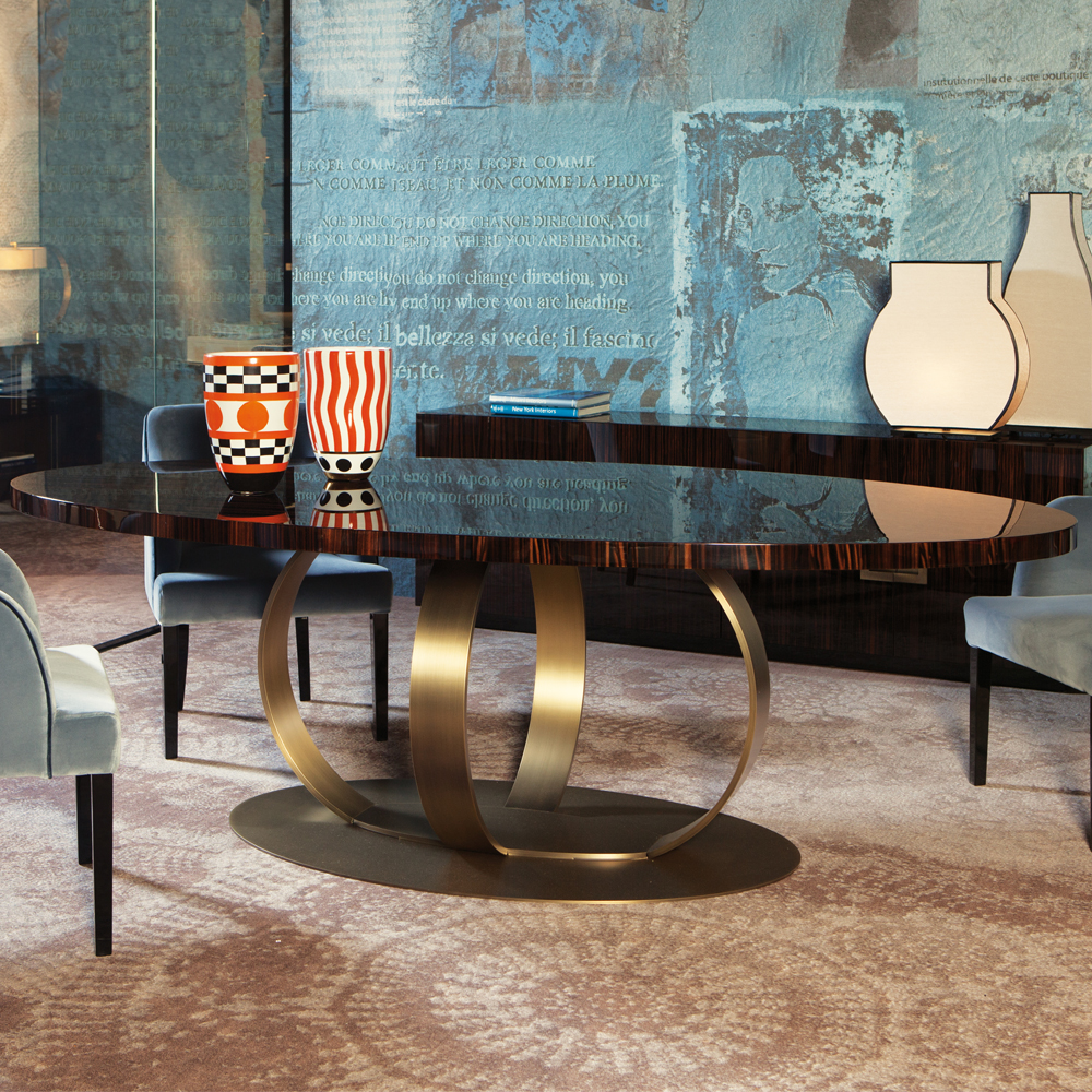 Contemporary Italian Bronzed Ring Oval Dining Table