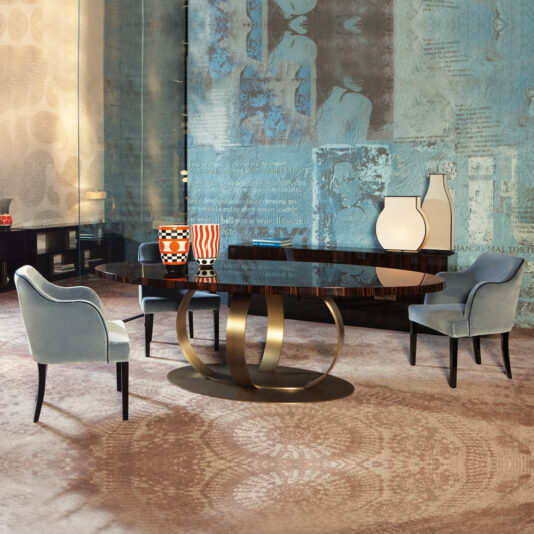 Contemporary Italian Bronzed Ring Oval Dining Table