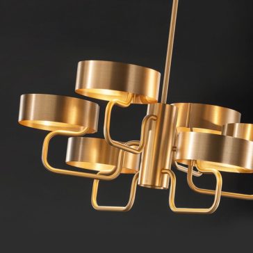 Contemporary Italian Brushed Gold Plated Chandelier Contemporary Italian Brushed Gold Plated Chandelier