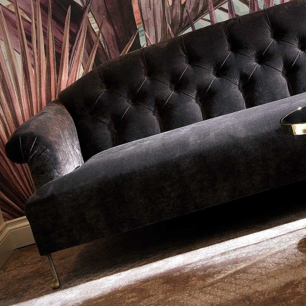 Contemporary Italian Button Upholstered Velvet Sofa - Juliettes Interiors