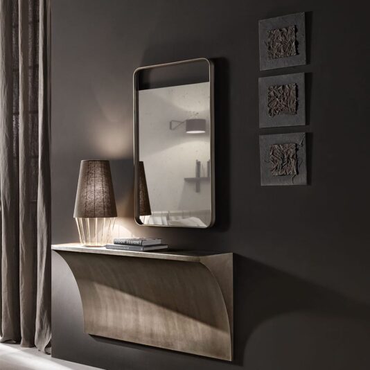 Wall Mounted Modern Designer Champagne Leaf Console Wall Mounted Modern Designer Console