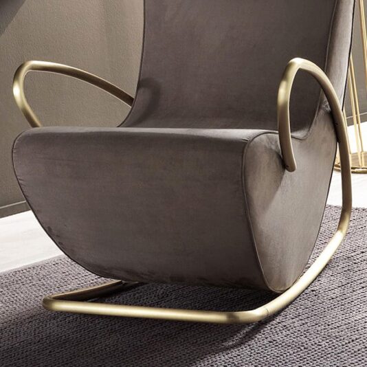 Modern Italian Designer Nubuck Rocking Armchair Modern Italian Designer Nubuck Rocking Armchair