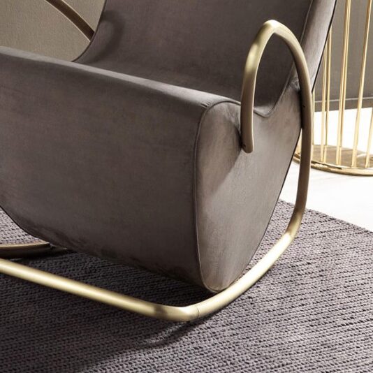 Modern Italian Designer Nubuck Rocking Armchair Modern Italian Designer Nubuck Rocking Armchair