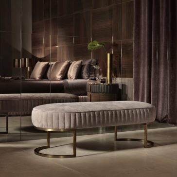 Contemporary Italian Designer Leather Upholstered Bench Contemporary Italian Designer Leather Upholstered Bench