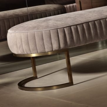 Contemporary Italian Designer Leather Upholstered Bench Contemporary Italian Designer Leather Upholstered Bench