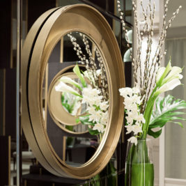 Contemporary Italian Designer Offset Circular Mirror