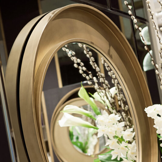 Contemporary Italian Designer Offset Circular Mirror