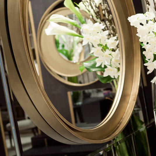 Contemporary Italian Designer Offset Circular Mirror