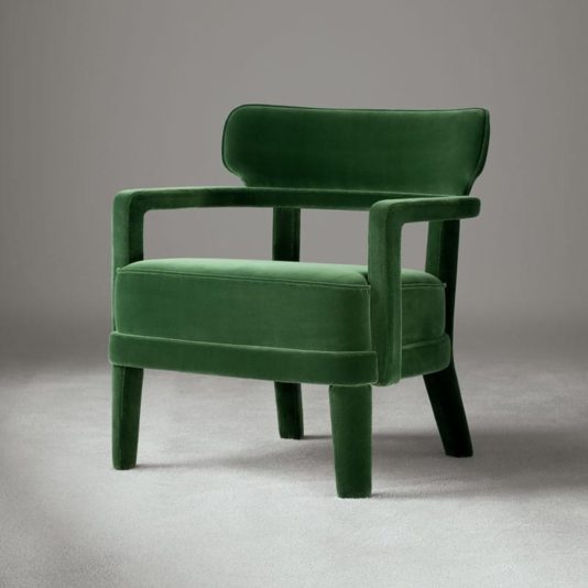 Contemporary Italian Designer Small Velvet Armchair