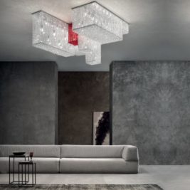 Contemporary Italian Designer Crystal Geometric Ceiling Light