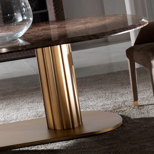 Contemporary Italian Large Oval Marble Dining Table and Chairs Set