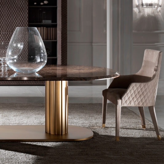 Contemporary Italian Large Oval Marble Dining Table Contemporary Italian Large Oval Marble Dining Table and Chairs Set