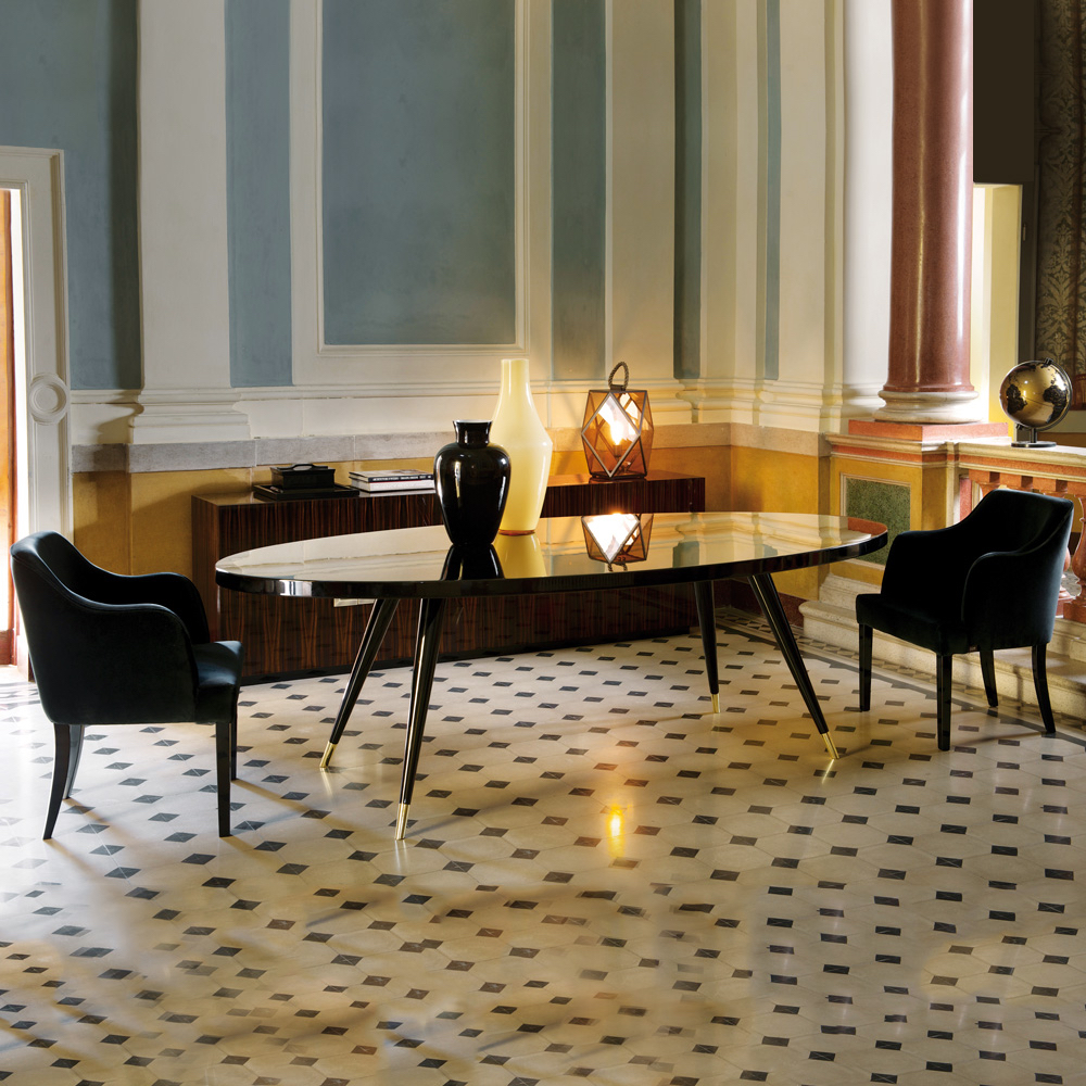Contemporary Italian Designer Oval Dining Table - Juliettes Interiors