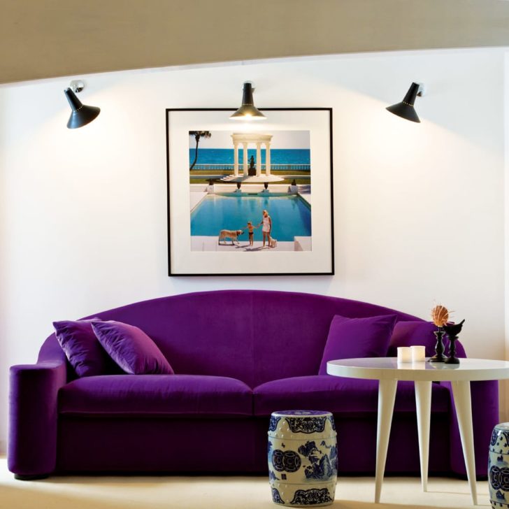 Contemporary Italian Purple Velvet Sofa