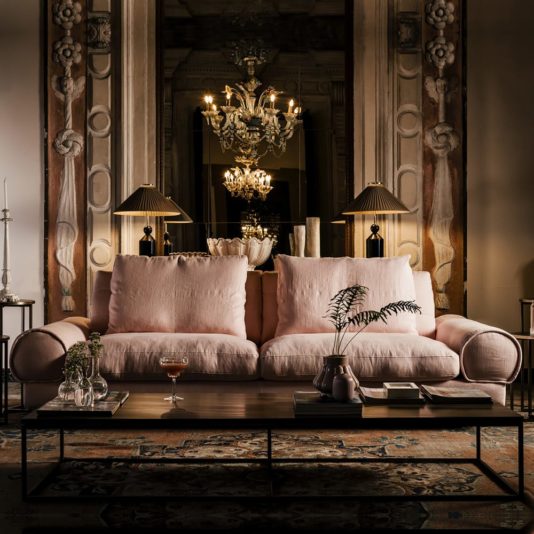 Contemporary Retro Designer Linen Sofa