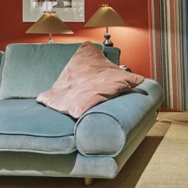 Contemporary Retro Inspired Designer Velvet Sofa