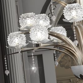 Contemporary Italian Riccio Glass And Strass Crystal Drops Chandelier