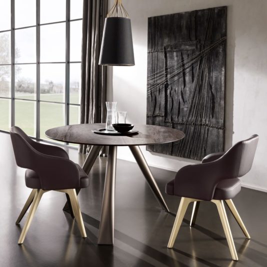Contemporary Italian Round Small Dining Table And Chairs Set