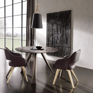 Contemporary Italian Round Small Dining Table And Chairs Set