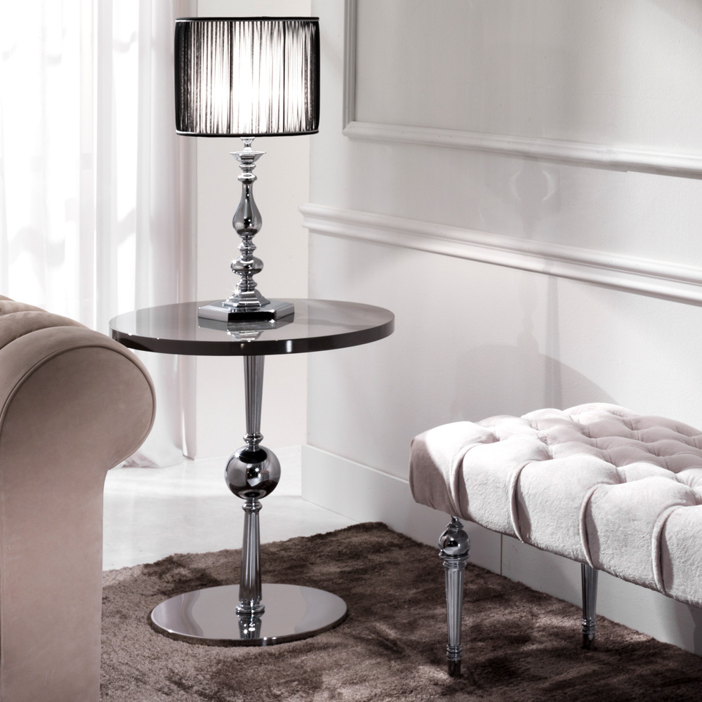 Contemporary High Gloss Lacquered Italian Chrome Side Table