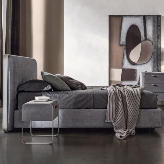 Contemporary Italian Upholstered Nubuck Bed