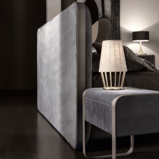 Contemporary Italian Upholstered Nubuck Bed Contemporary Italian Upholstered Nubuck Bed