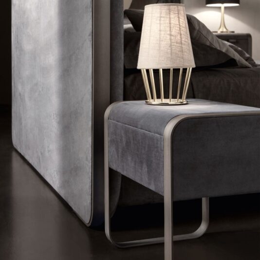 Contemporary Italian Upholstered Nubuck Bedside Cabinet