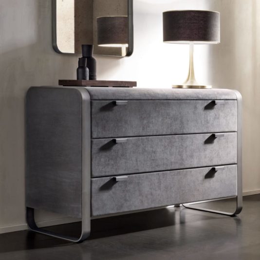 Contemporary Italian Upholstered Nubuck Chest Of Drawers