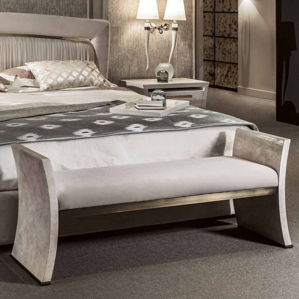 Contemporary Italian Upholstered Nubuck Designer Bench