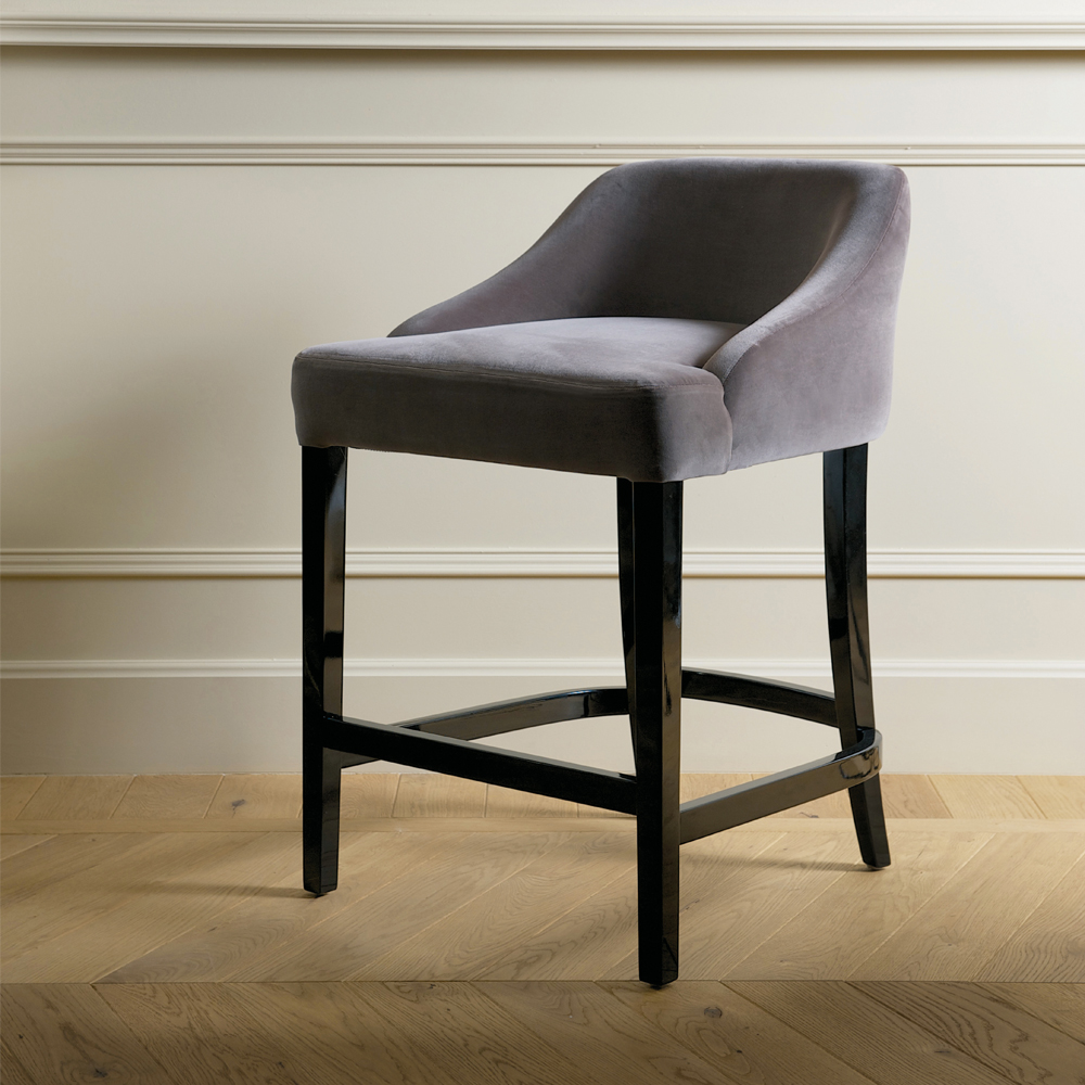 Contemporary Italian Upholstered Velvet Bar Chair