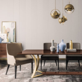 Contemporary Italian Veneered Rectangular Dining Table