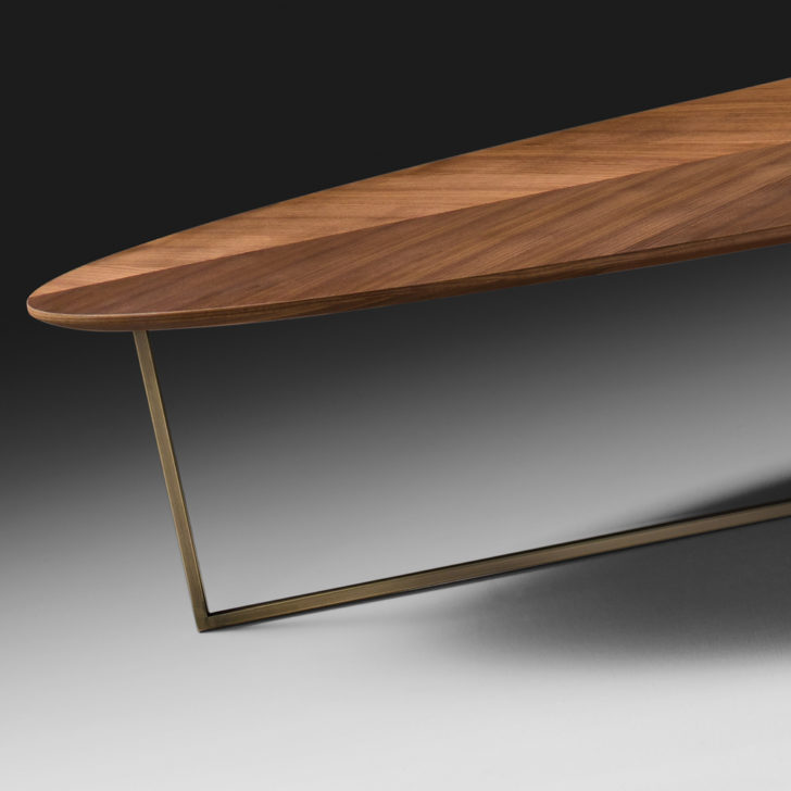 Contemporary Walnut Oval Coffee Table