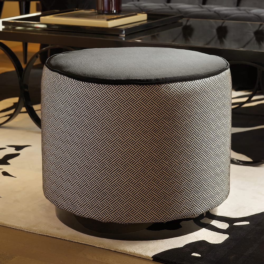 Contemporary Geometric Fabric Upholstered Pouffe