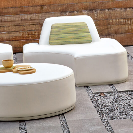 Contemporary Modular Designer Outdoor Garden Chair And Pouffe Set