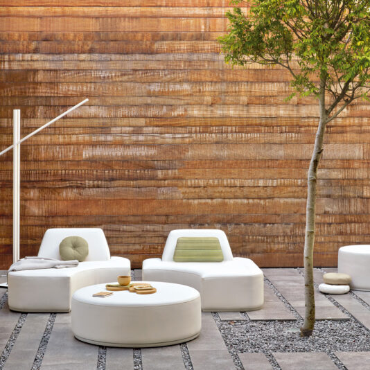 Contemporary Modular Designer Outdoor Garden Chair And Pouffe Set
