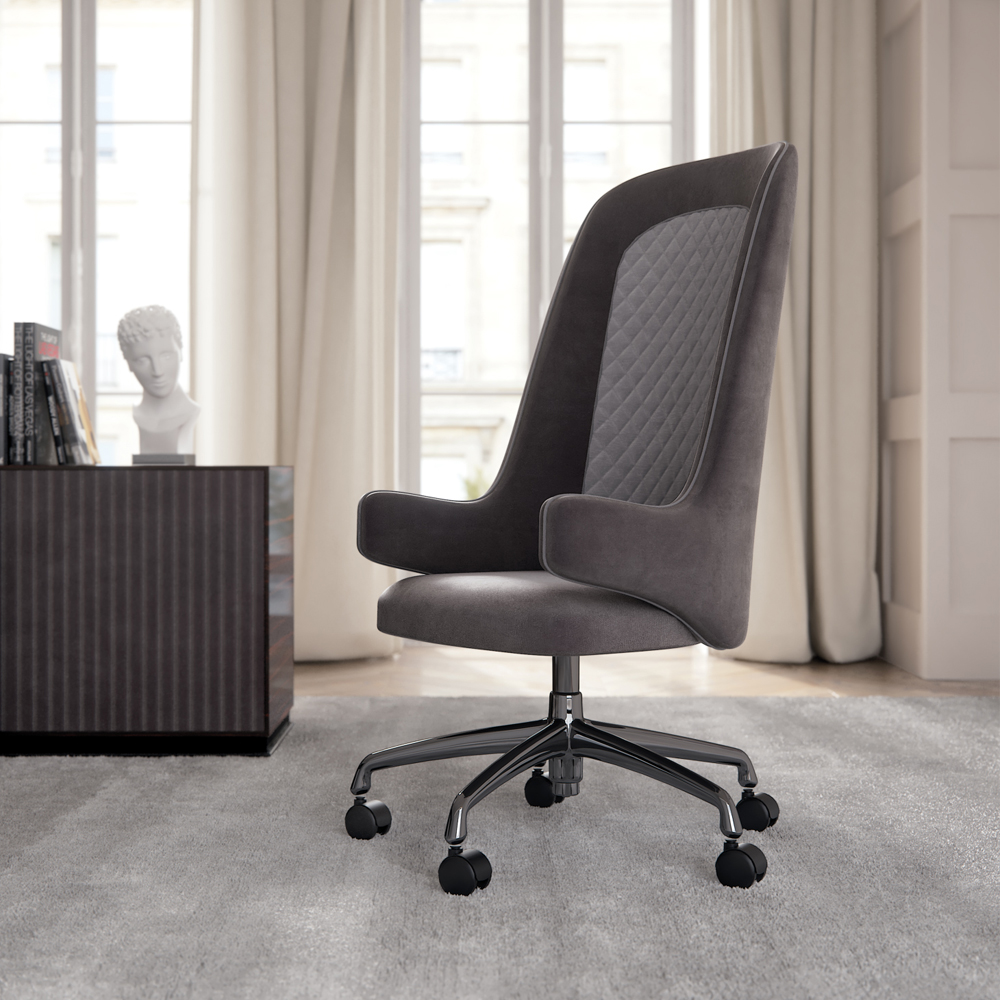 Contemporary Nubuck Leather Executive Office Chair